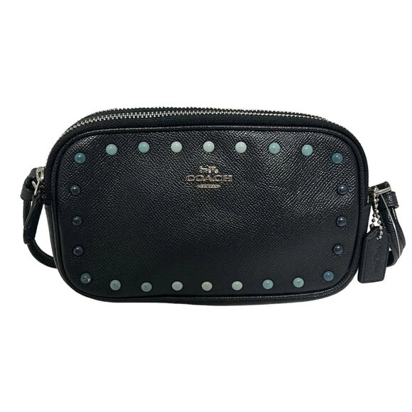 Auth COACH - F34315 Dark Navy Leather Shoulder Bag - Picture 1 of 9